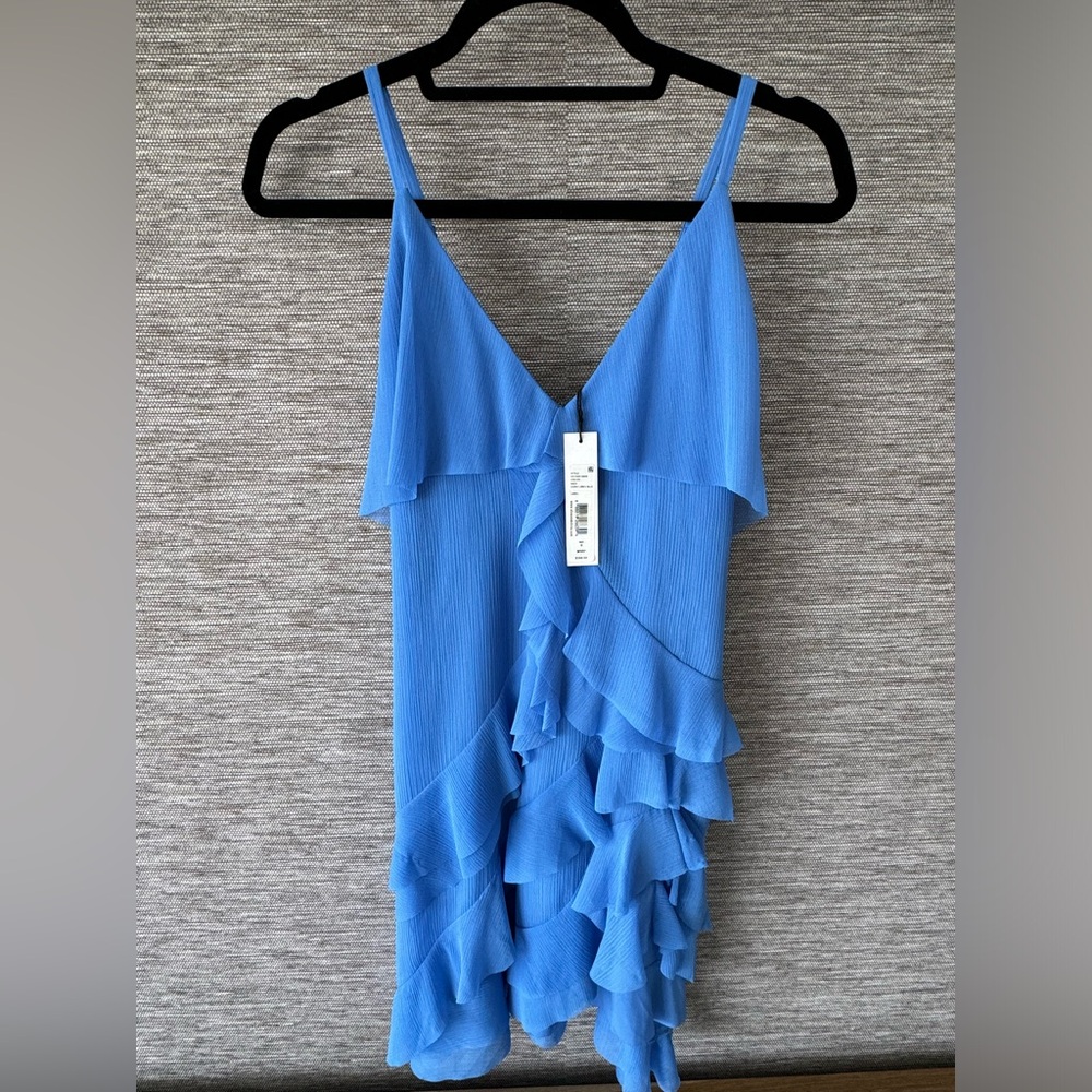 Alice + Olivia Cornflower Blue Mini Ruffle Dress, new with tags, size 0